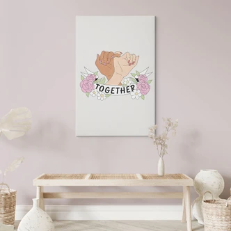 Leinwandbild Together Sisterhood Floral Hände 