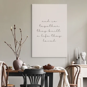 Leinwandbild Together - Liebesspruch für das Wohnzimmer 