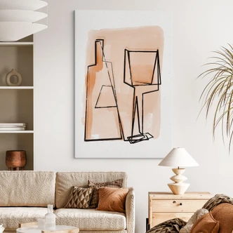 Leinwandbild Abstraktes Stillleben: Flasche und Weinglas - Treechild 