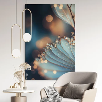 Canvastavla Blå blomma med daggdroppar - Treechild 