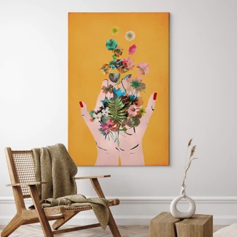 Leinwandbild Treechild - Bunte Blumen in Fridas Händen 