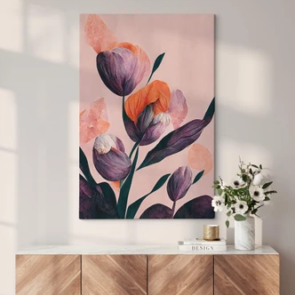 Leinwandbild Treechild - Lila Tulpen in Abstraktion 
