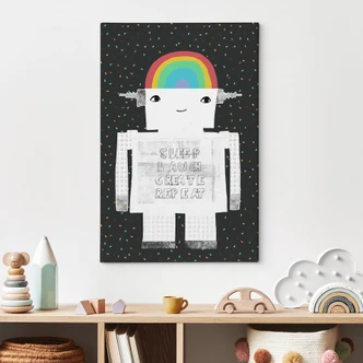 Leinwandbild Regenbogen-Roboter Sleep Laugh Create - Treechild 