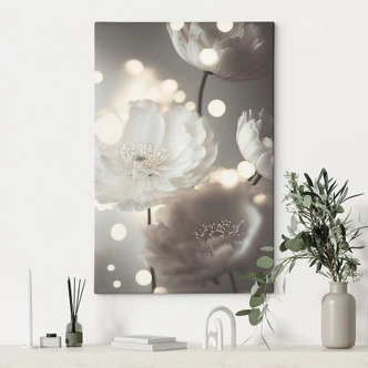 Leinwandbild Weiße Blüten im Lichtermeer - Treechild 