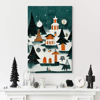 Canvas Print Winter Landscape at Night - Treechild Canvas Print Winter Landscape at Night - Treechild