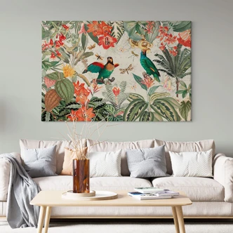 Lienzo selva exótica con loros - UN Designs 