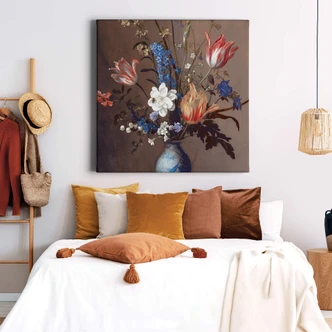 Leinwandbild Van der Ast - Blumen in einer Wan-Li Vase - Quadratisch 