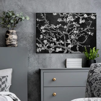 Canvastavla van Gogh - Mandelblomma - svart 