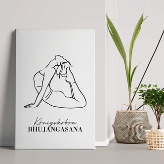 Leinwandbild Yoga - Königskobra Line Art 