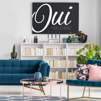 Leinwandbild Oui mon Cherie (schwarz/weiß) 