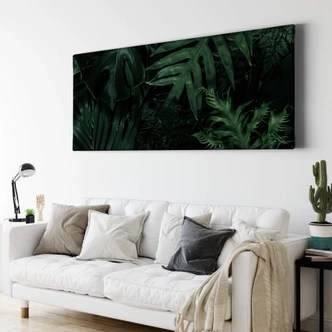Obraz na płótnie Ciemnozielone rośliny dżungli - Panorama Obraz na płótnie Ciemnozielone rośliny dżungli - Panorama