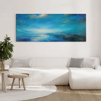 Canvas schilderij Eindeloze uitgestrektheid in blauw - Schmucker - Panorama 