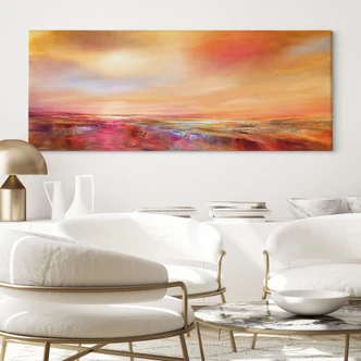 Leinwandbild Goldener Horizont im Abendlicht | Kunstdruck fürs Wohnzimmer - Schmucker - Panorama 