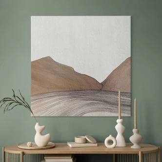 Leinwandbild Line Art Berge und Wüste | Abstrakte Kunst - Alma - Quadratisch 