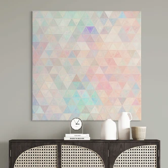 Canvas Kleurrijke mozaïek driehoeken - Jaszke 