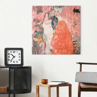Leinwandbild Klimt - Die Freundinnen | Kunstdruck fürs Wohnzimmer - Quadratisch 