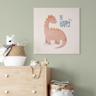 Leinwandbild Dino Be Happy - Brachiosaurus - Tunaboylu - Quadratisch 
