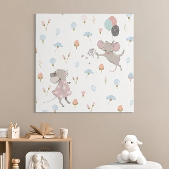 Leinwandbild Kleine Mäuse mit Luftballons - UN Designs 