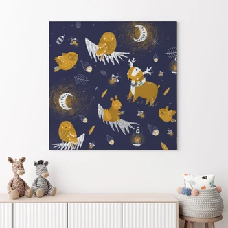 Leinwandbild Waldtiere in der Nacht - UN Designs 