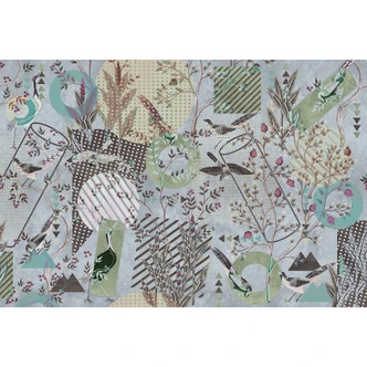 Livingwalls Fototapete Walls by Patel 3 Bird`S Playground 2 blau, grün, grau, braun 