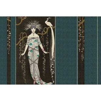 Livingwalls Fototapete Walls by Patel 3 Adlon 2 blau, schwarz, gold, grau, weiß 