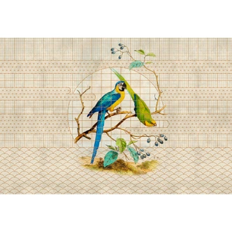 Livingwalls Fototapete Walls by Patel 3 Volière 3 beige, orange, gelb, blau, grün 