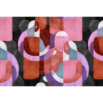 Livingwalls Fototapete Walls by Patel 3 Meeting Place 2 lila, rot, schwarz, weiß, blau 