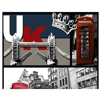 Livingwalls Wandtattoo pop.up Panel London selbstklebend bunt, grau, rot Livingwalls Wandtattoo pop.up Panel London selbstklebend bunt, grau, rot
