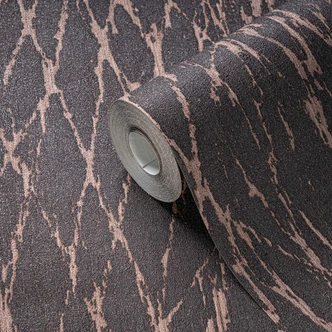 Papier peint structuré noir avec accents dorés - papier peint intissé pour pièces luxueuses 