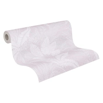 Papier peint à motif de fougères en lavande - papier peint botanique doux pour une ambiance calme 