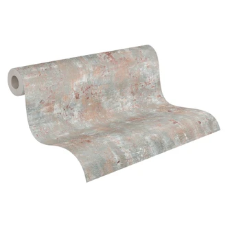 Papier peint intissé d'aspect vintage avec motif patiné - beige et brun rouille pour un style shabby chic Papier peint intissé d'aspect vintage avec motif patiné - beige et brun rouille pour un style shabby chic