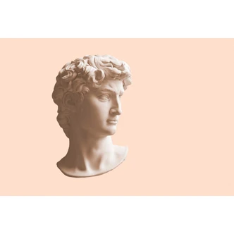 Fototapete mit Klassische Büste auf Apricot - Vliestapete mit historischem Flair 