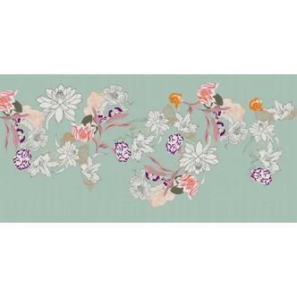 Fototapete floral auf Mintgrün - Elegante Vliestapete mit Blumenmuster 