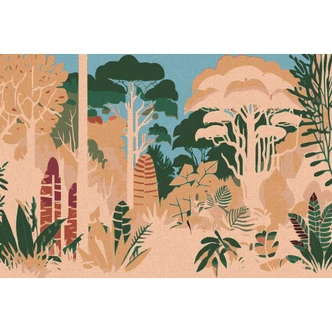 Vintage safari tapet - snygg non-woven tapet med savannlandskap 