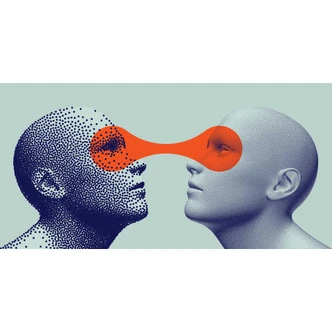 Fotomural de arte conceptual con caras en patrón de puntos - papel pintado no tejido 