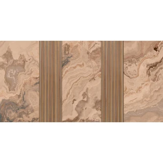 Marmor beige med randig tapet - non-woven fototapet för en elegant atmosfär 