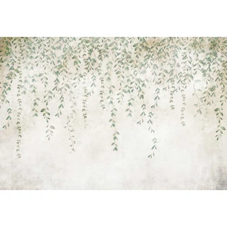 Hangend tuin behang - vliesbehang met bladranken in pastelkleuren 
