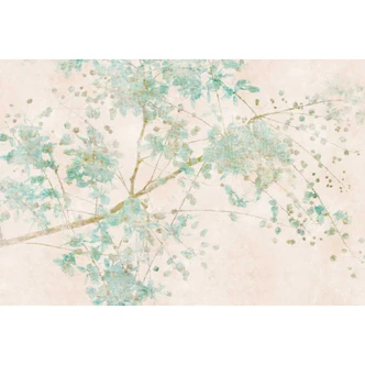 Watercolour blossom branches wallpaper mural in pastel blue - non-woven wallpaper with a delicate look 