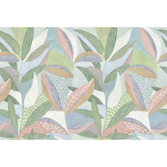 Gestileerd botanisch behang in pastelkleuren - modern vliesbehang 