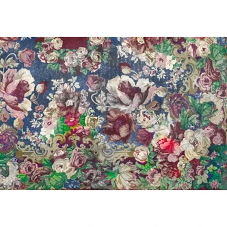 baroque style floral wallpaper in royal blue - opulent watercolour pattern 