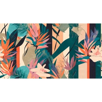 Tropical paradise wallpaper - Colourful non-woven design with flowers Tropical paradise wallpaper - Colourful non-woven design with flowers