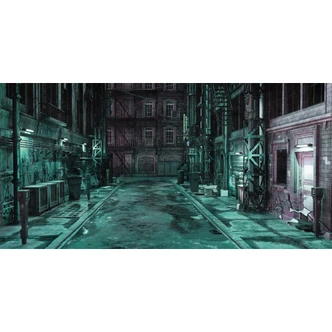 Fototapet för urban nattscen - Mystiskt grändmotiv i coolt blått 