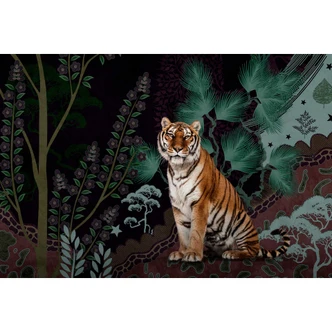 Fototapete Exotischer Dschungel - Majestätischer Tiger im Wald 