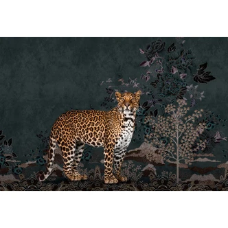 Fototapete Mystischer Dschungel - Leoparden Vliestapete 