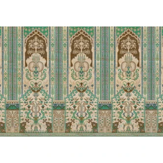 Fototapete Orientalischer Palast- Grün und Beige mit Ornamenten - Vliestapete 