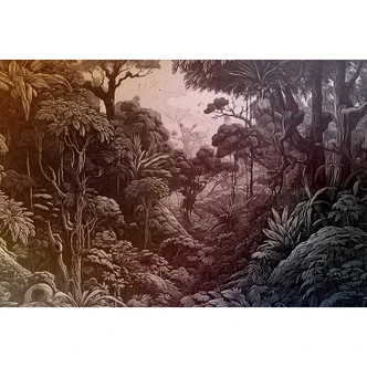 Fototapete Sepia-Ton Dschungel-Tapete - Detailreiches Waldmotiv - Vlies 