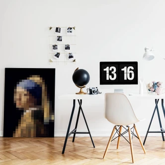Leinwandbild Pixelart - Vermeer - Das Mädchen mit  dem Perlenohrring 