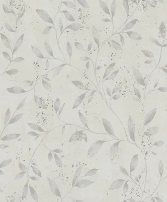 Vliestapete mit Blattmotiv und Metallic Effekt Beige Floral  