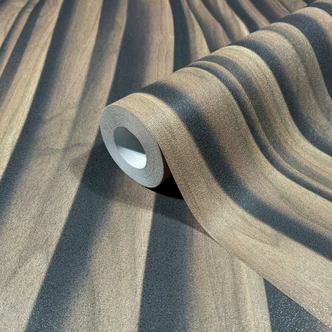 Non-woven wallpaper in brown 3D effect wood look panel 3D look modern  