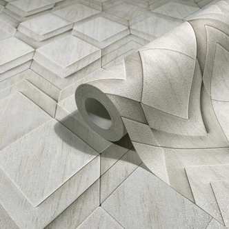 Vliestapete in weiß, grau Rauten Illusion 3D-Optik Modern  